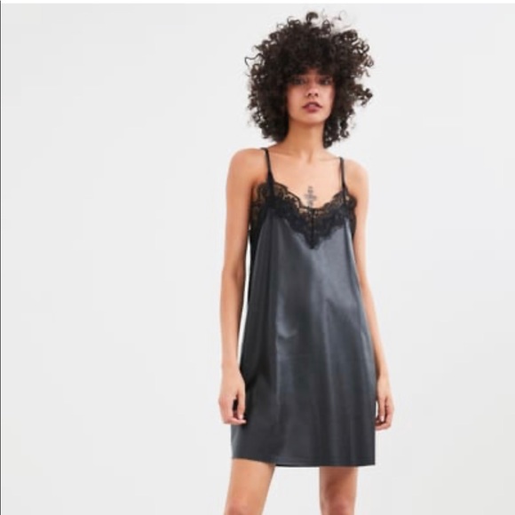 zara leather look dress
